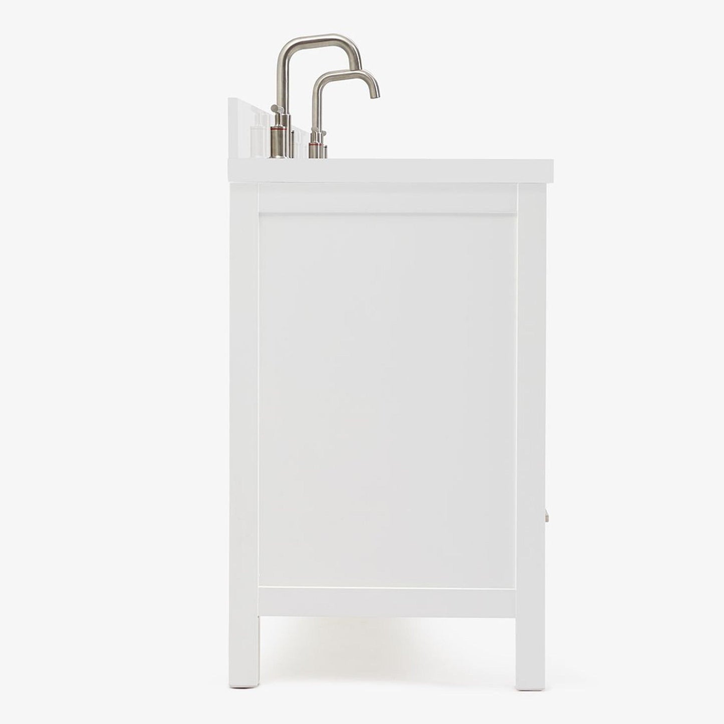 Ariel Cambridge Transitional White 73" Double Rectangle Sink Vanity w/ White Quartz Countertop