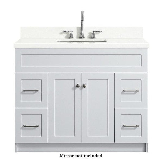 Ariel Vanities Ariel Hamlet 43" Modern White Single Rectangle Sink Vanity
