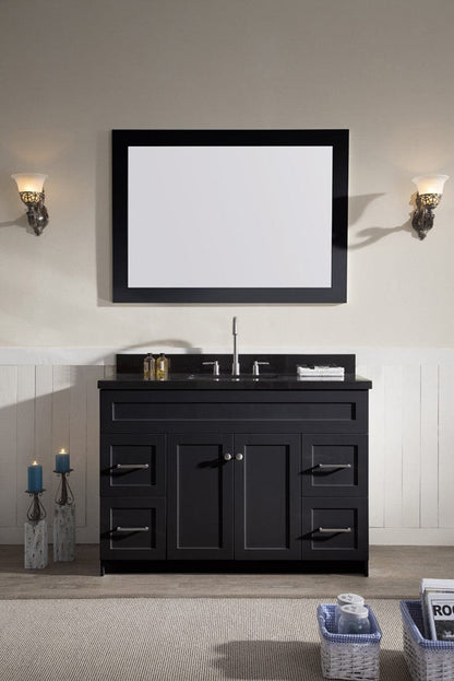 Ariel Hamlet 49 Single Sink Vanity Set with Absolute Black Granite Countertop in Black