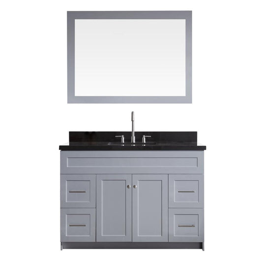 ARIEL Hamlet 49" Single Sink Vanity Set with Absolute Black Granite Countertop in Grey (F049S-AB-GRY)