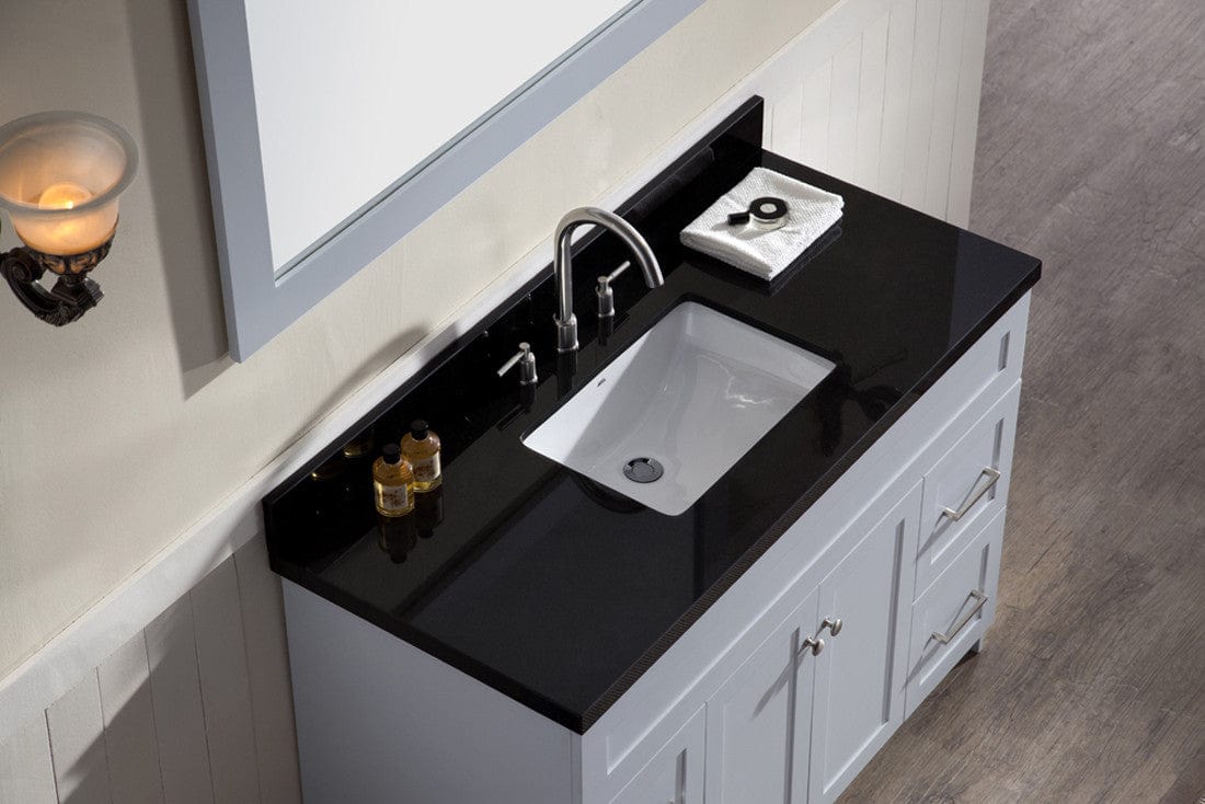 Ariel Hamlet 49 Single Sink Vanity Set with Absolute Black Granite Countertop in Grey