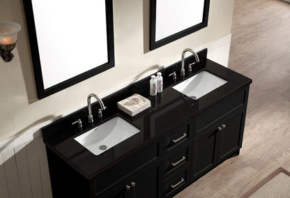 Ariel Hamlet 73 Double Sink Vanity Set with Absolute Black Granite Countertop in Black