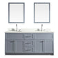Ariel Hamlet 73" Double Sink Vanity Set with White Quartz Countertop in Grey