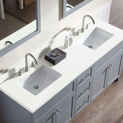 Ariel Hamlet 73 Double Sink Vanity Set with White Quartz Countertop in Grey