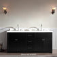 Ariel Hamlet 73" Modern Black Double Rectangle Sink Vanity - Quartz Countertop