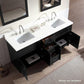 Ariel Hamlet 73" Modern Black Double Rectangle Sink Vanity - Quartz Countertop