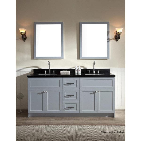 Ariel Hamlet 73" Modern Grey Double Rectangle Sink Vanity