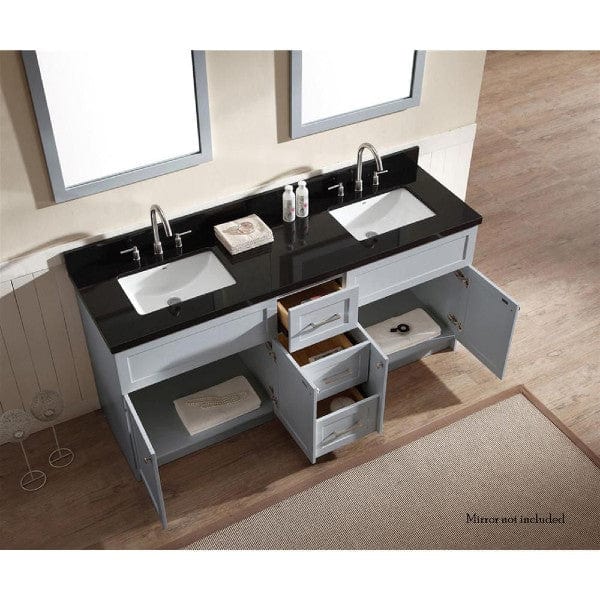 Ariel Hamlet 73" Modern Grey Double Rectangle Sink Vanity