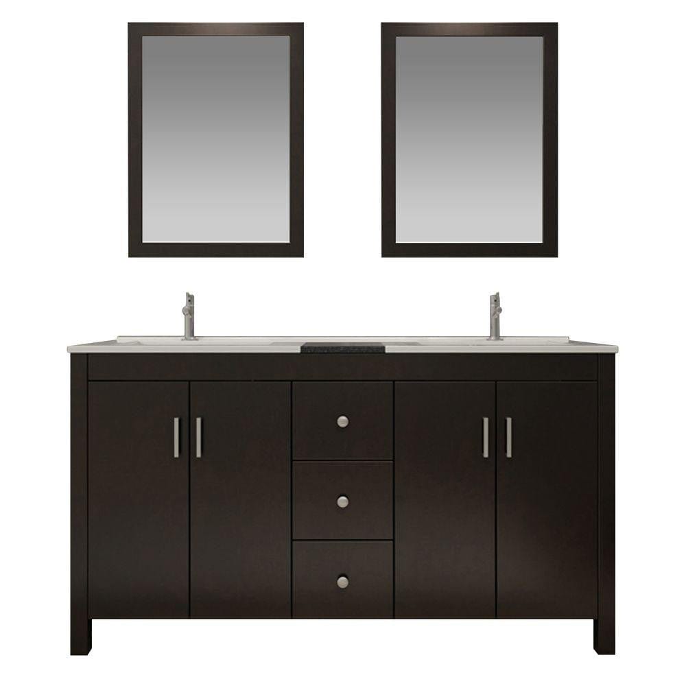 ARIEL Hanson 60" Double Sink Vanity Set in Espresso (K060D-ESP)