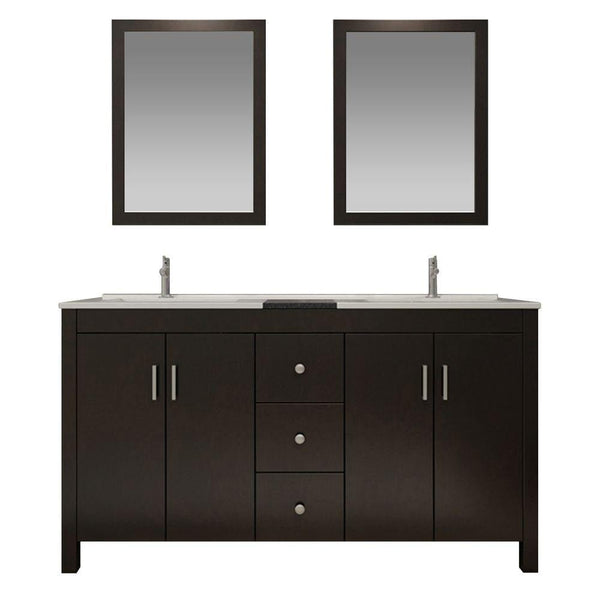 ARIEL Hanson 60 Double Sink Vanity Set in Espresso (K060D-ESP)