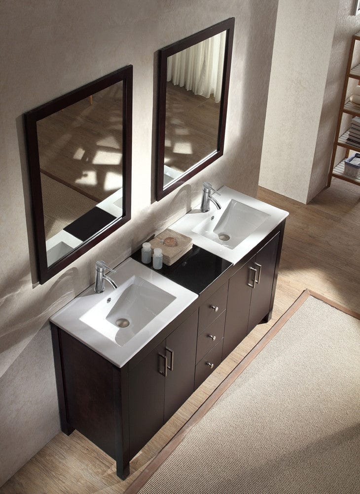 Ariel Hanson 60 Double Sink Vanity Set in Espresso