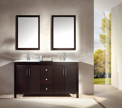 Ariel Hanson 60 Double Sink Vanity Set in Espresso