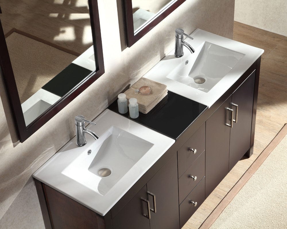 Ariel Hanson 60 Double Sink Vanity Set in Espresso