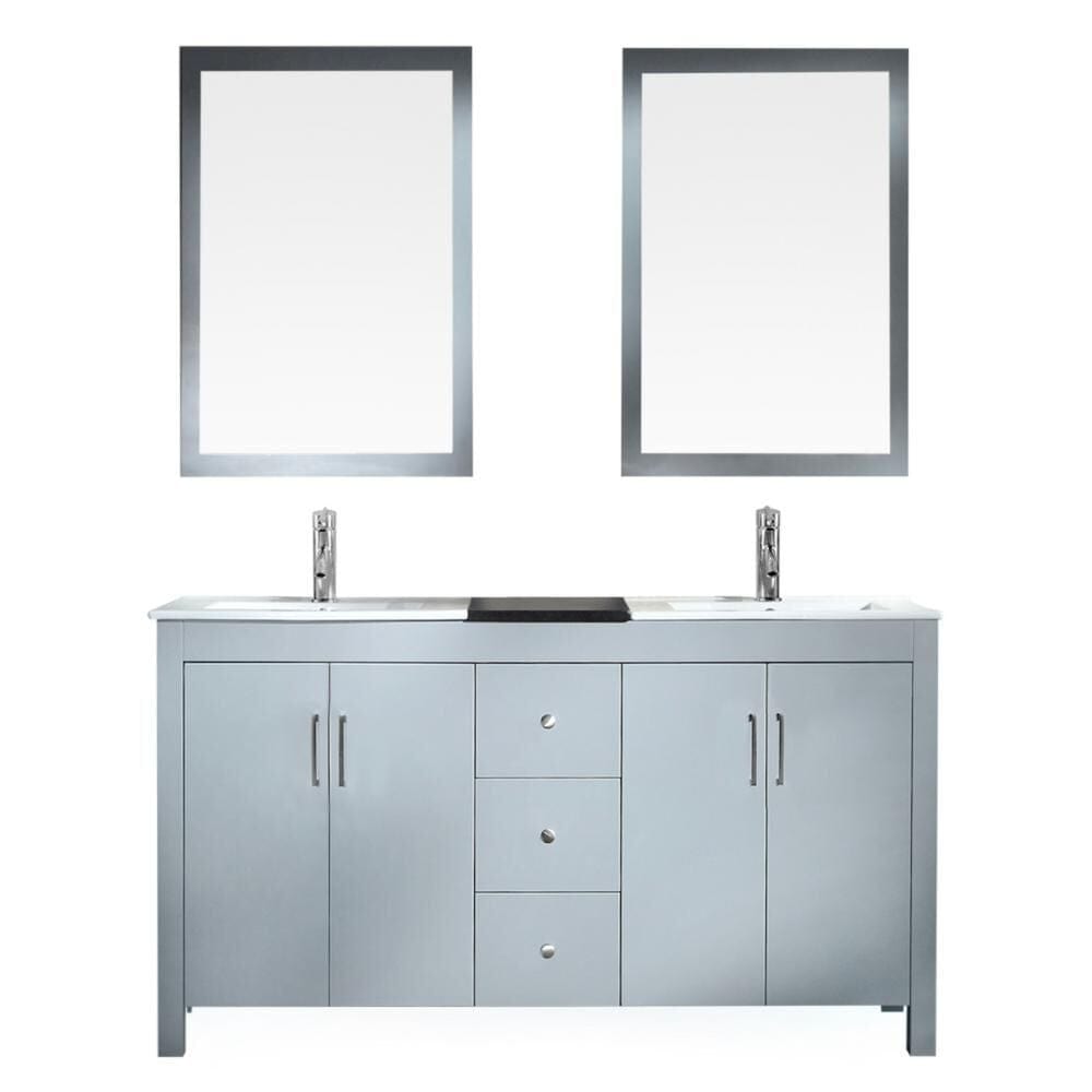 60" Double Sink Vanity Set In Grey