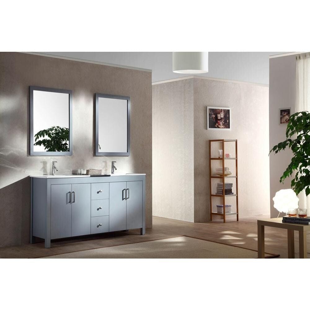 Ariel Hanson 60 Double Sink Vanity Set In Grey