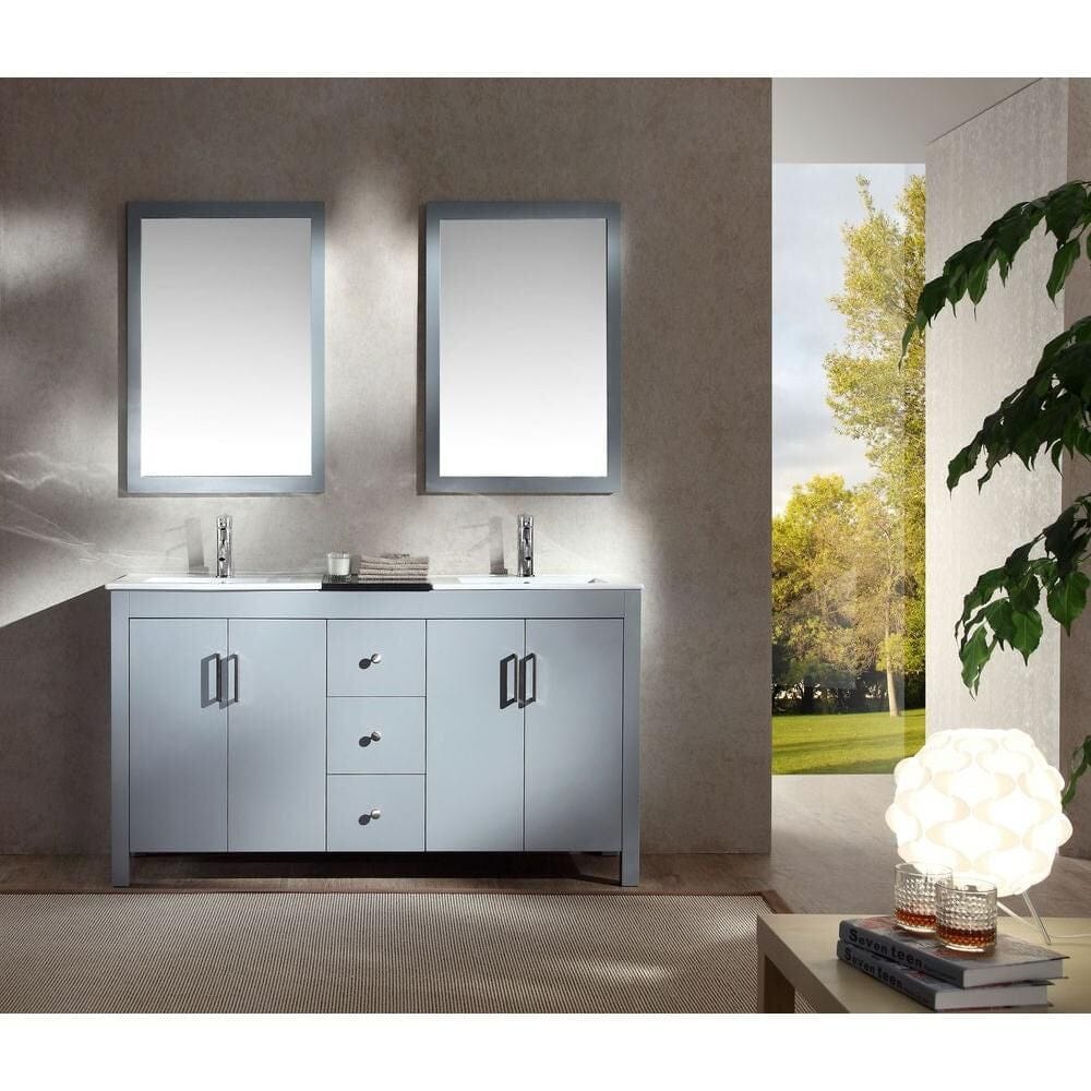 Ariel Hanson 60 Double Sink Vanity Set In Grey