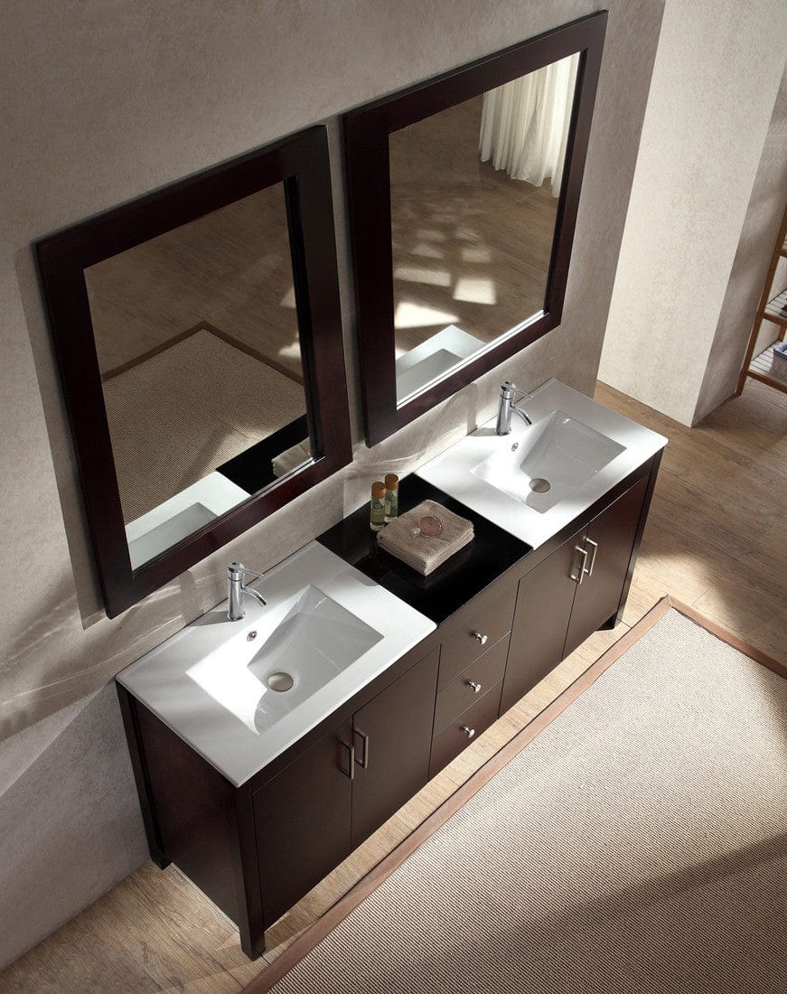 Ariel Hanson 72 Double Sink Vanity Set in Espresso