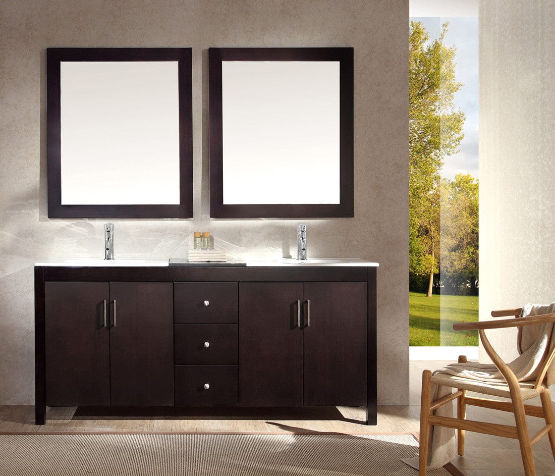 Ariel Hanson 72 Double Sink Vanity Set in Espresso