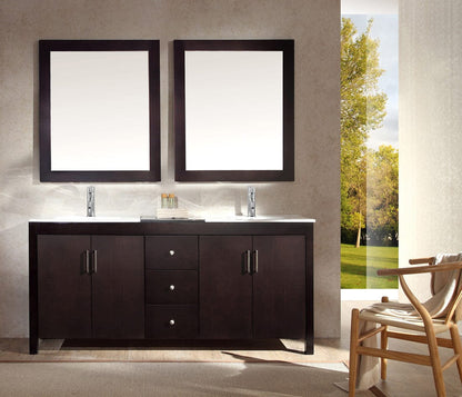 Ariel Hanson 72 Double Sink Vanity Set in Espresso