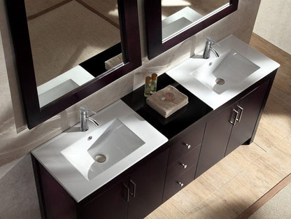 Ariel Hanson 72 Double Sink Vanity Set in Espresso