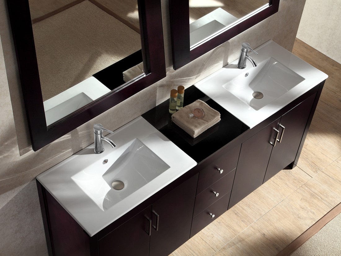 Ariel Hanson 72 Double Sink Vanity Set in Espresso