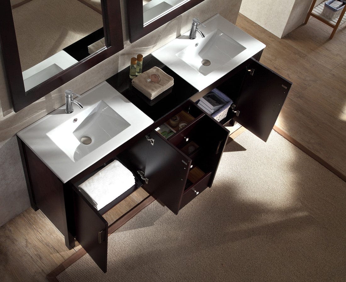 Ariel Hanson 72 Double Sink Vanity Set in Espresso