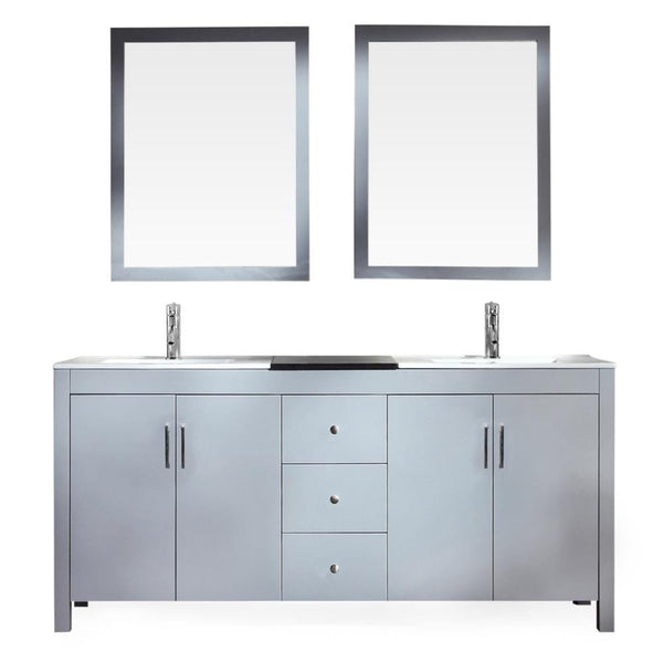 ARIEL Hanson 72 Double Sink Vanity Set in Grey (K072D-GRY)