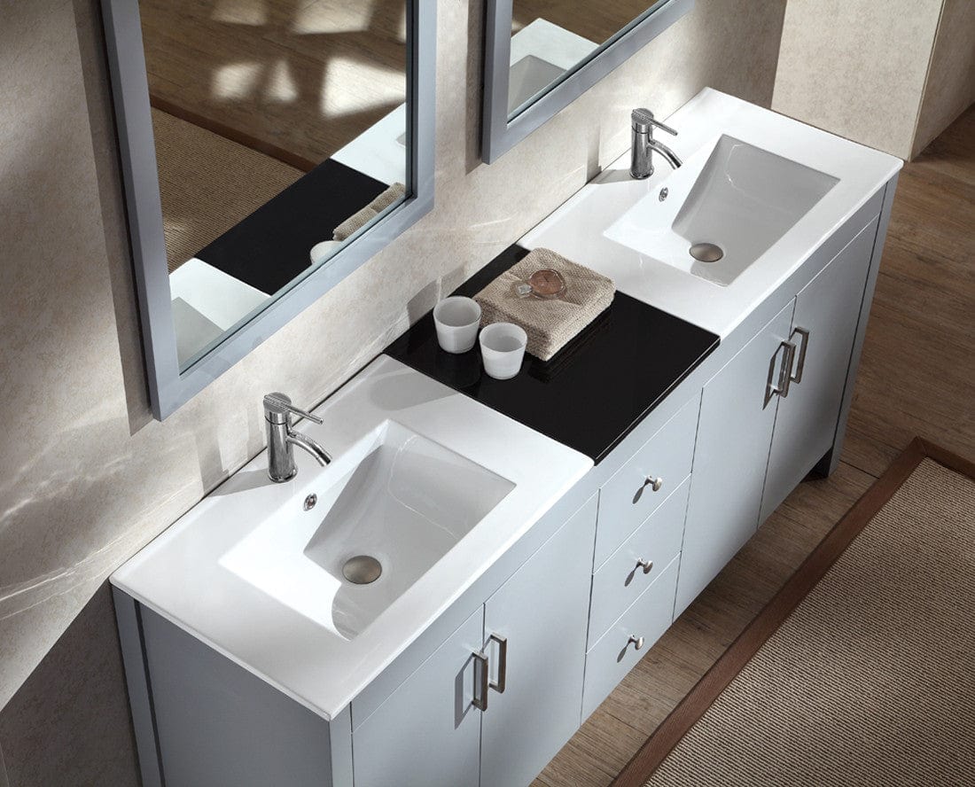 Ariel Hanson 72 Double Sink Vanity Set in Grey