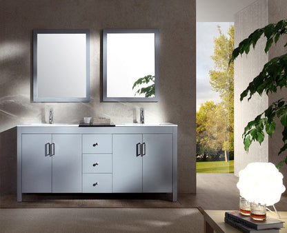 Ariel Hanson 72 Double Sink Vanity Set in Grey