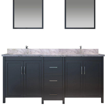 Ariel Hollandale 73" Double Sink Vanity Set in Black