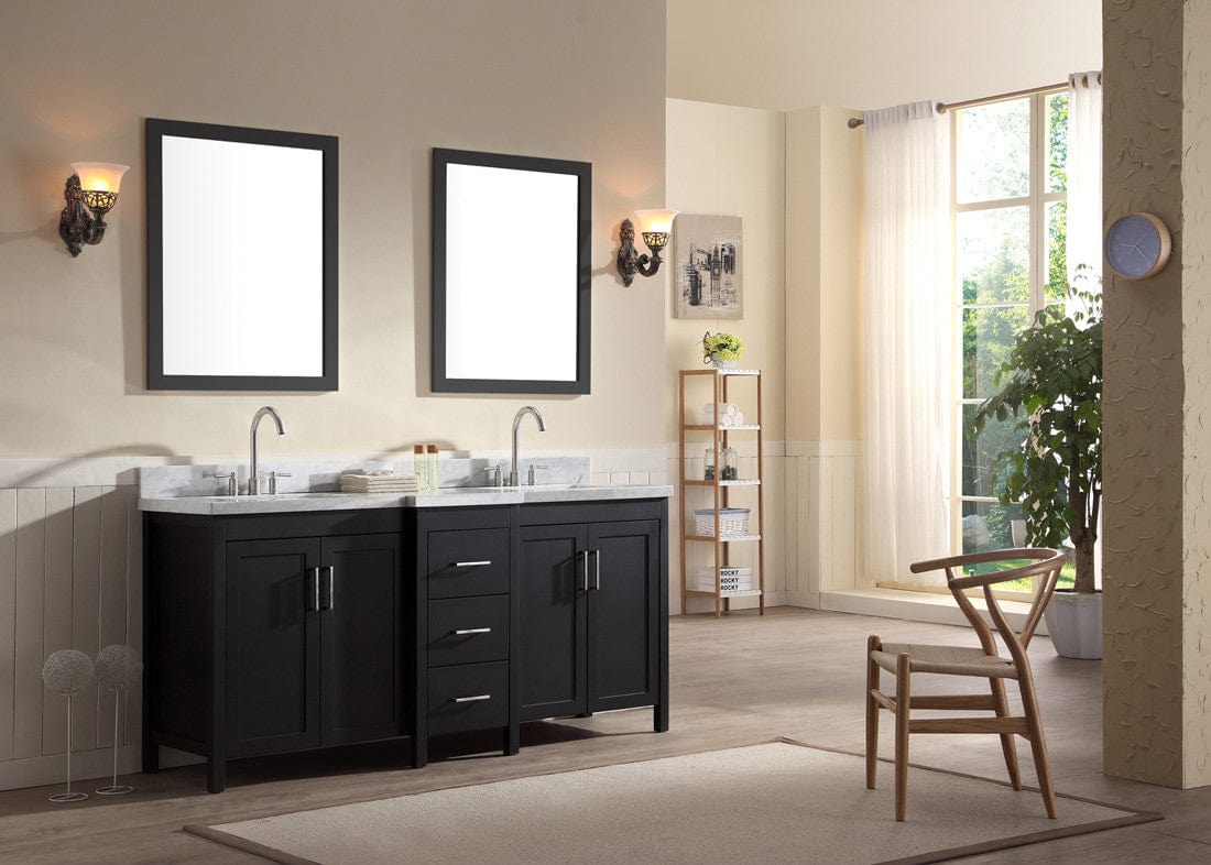 Ariel Hollandale 73 Double Sink Vanity Set in Black