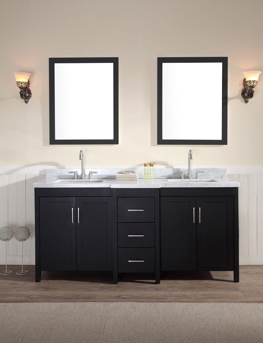 Ariel Hollandale 73 Double Sink Vanity Set in Black