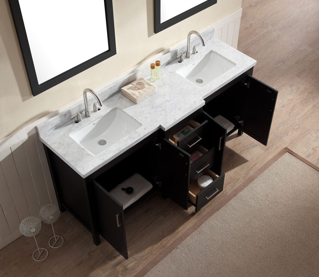 Ariel Hollandale 73 Double Sink Vanity Set in Black