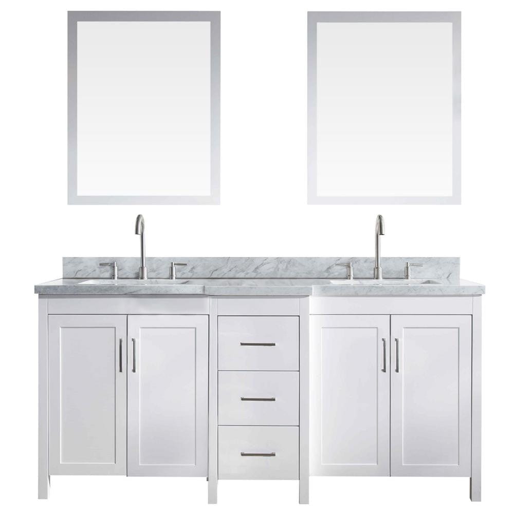 ARIEL Hollandale 73" Double Sink Vanity Set in White (E073D-WHT)