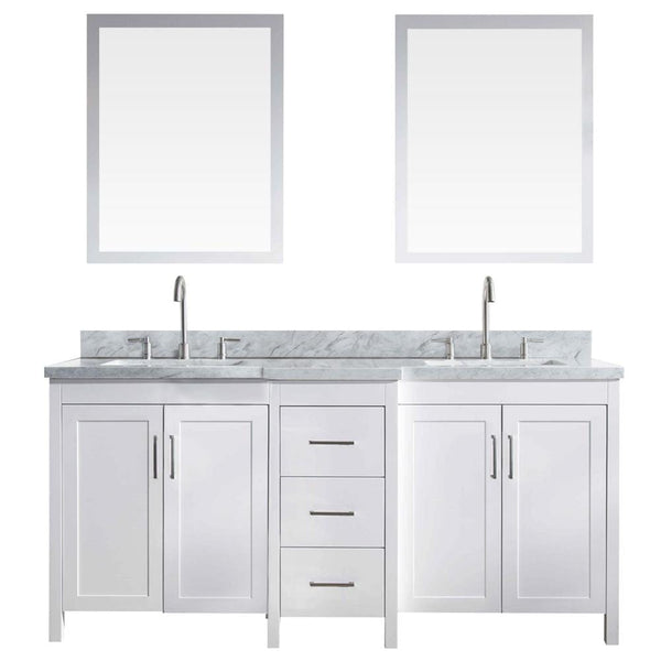 ARIEL Hollandale 73 Double Sink Vanity Set in White (E073D-WHT)