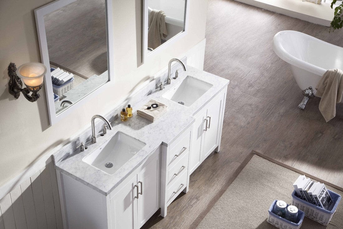 Ariel Hollandale 73 Double Sink Vanity Set in White