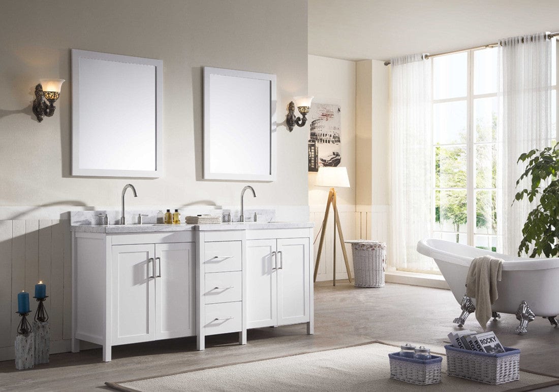 Ariel Hollandale 73 Double Sink Vanity Set in White