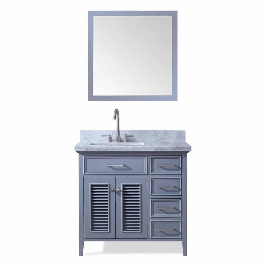 37" Left Offset Single Sink Vanity Set In Grey 