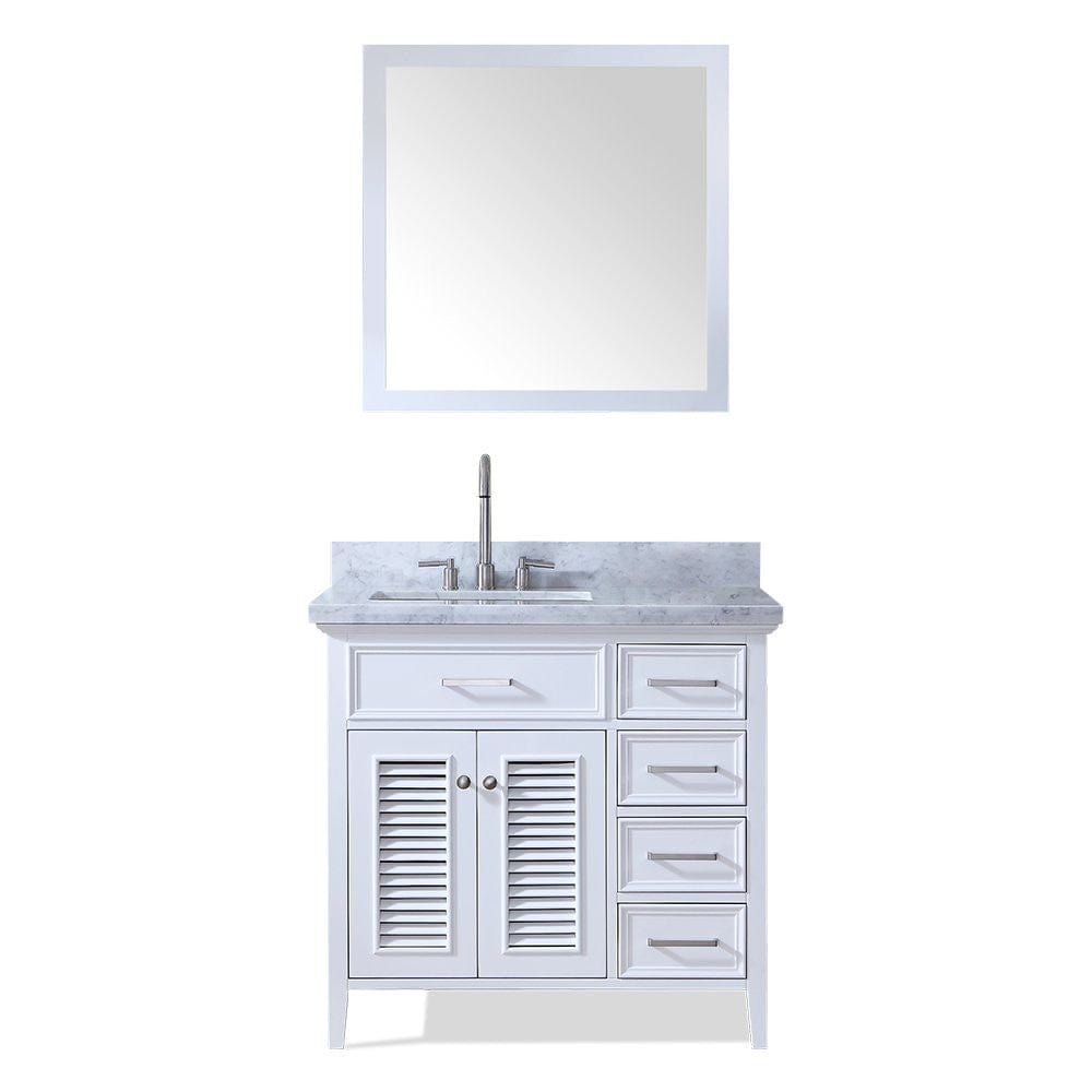 37" Left Offset Single Sink Vanity Set In White 