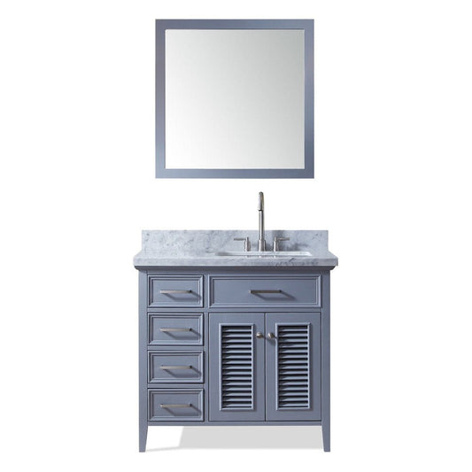 37" Right Offset Single Sink Vanity Set In Grey 