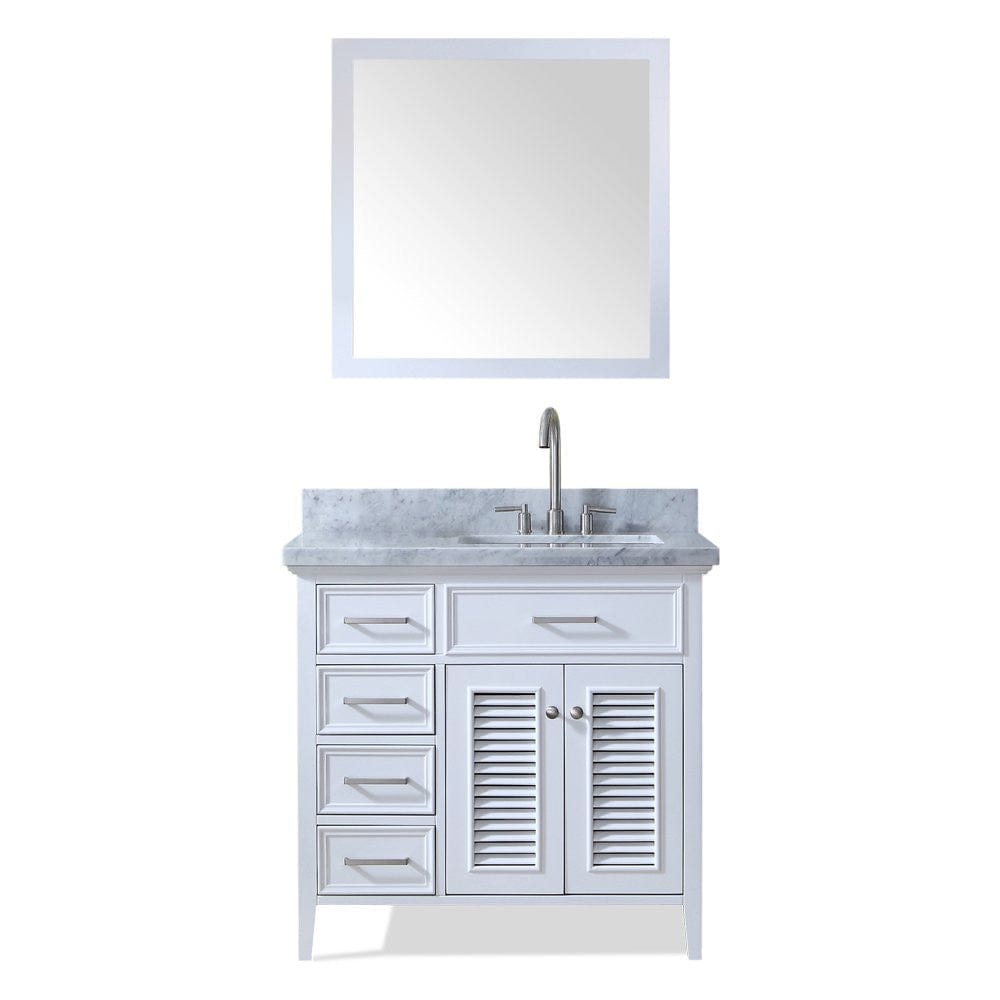 37" Right Offset Single Sink Vanity Set In White 