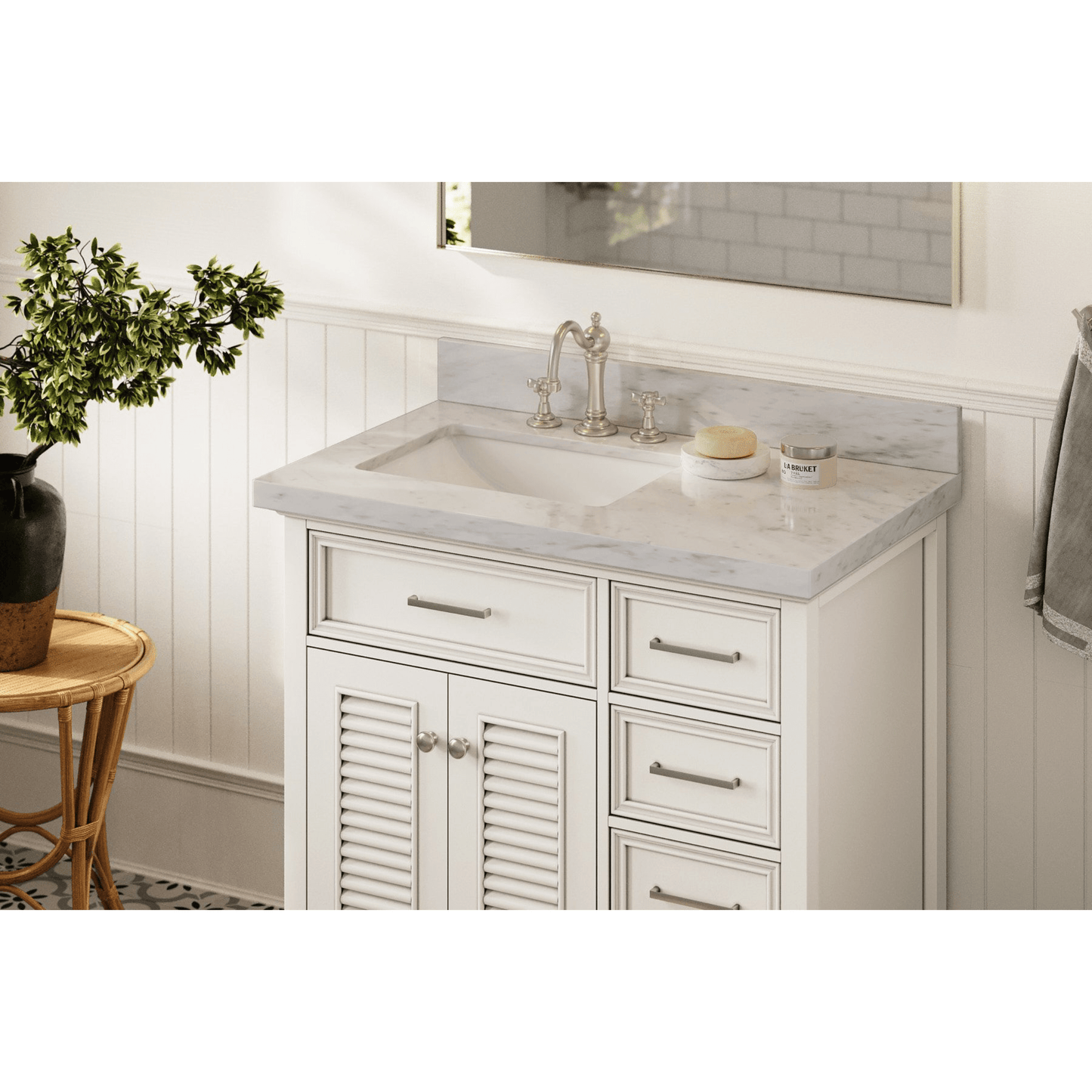 Ariel Kensington 37" Traditional White Left Offset Single Sink Vanity