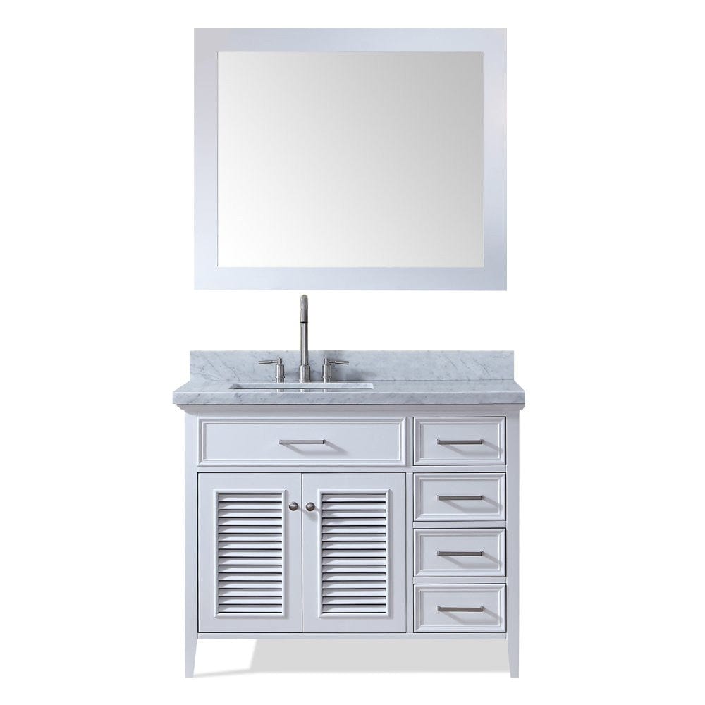 43" Left Offset Single Sink Vanity Set In White 