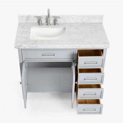 Ariel Kensington 43" Traditional Grey Left Offset Single Sink Vanity