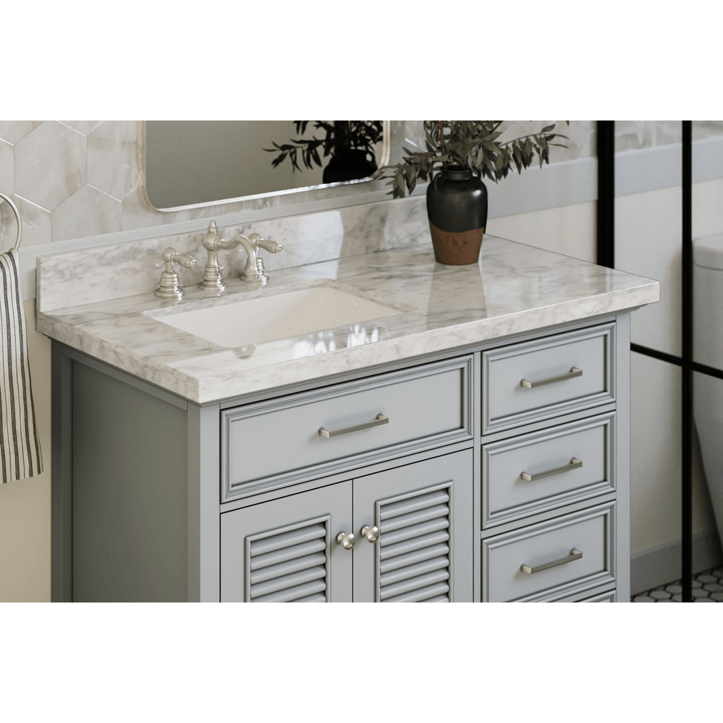 Ariel Kensington 43" Traditional Grey Left Offset Single Sink Vanity