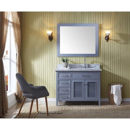 Ariel Kensington 43" Traditional Grey Right Offset Single Sink Vanity