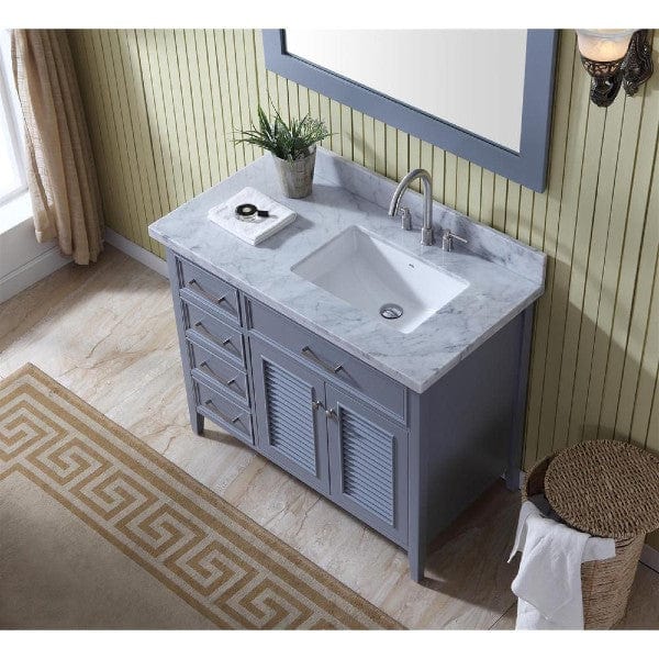 Ariel Kensington 43" Traditional Grey Right Offset Single Sink Vanity