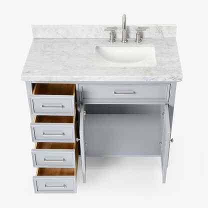 Ariel Kensington 43" Traditional Grey Right Offset Single Sink Vanity