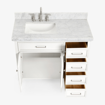 Ariel Kensington 43" Traditional White Left Offset Single Sink Vanity