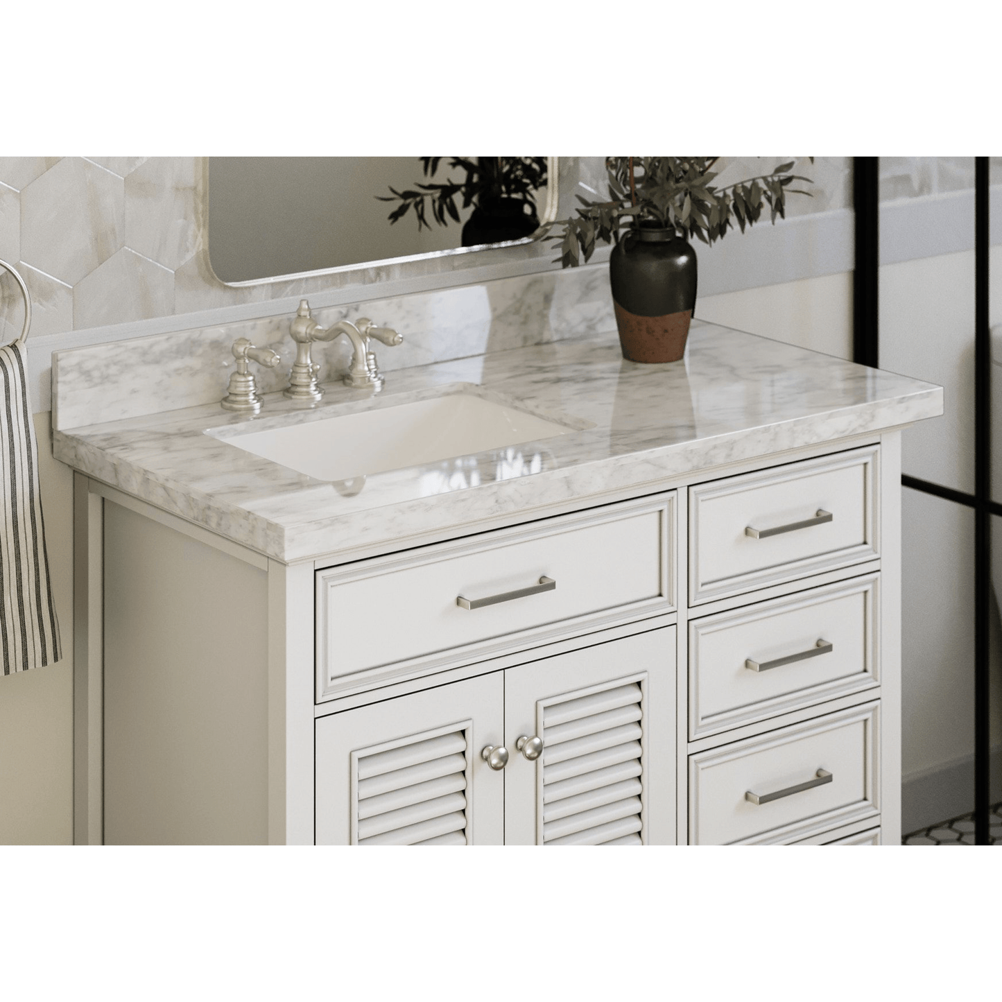 Ariel Kensington 43" Traditional White Left Offset Single Sink Vanity